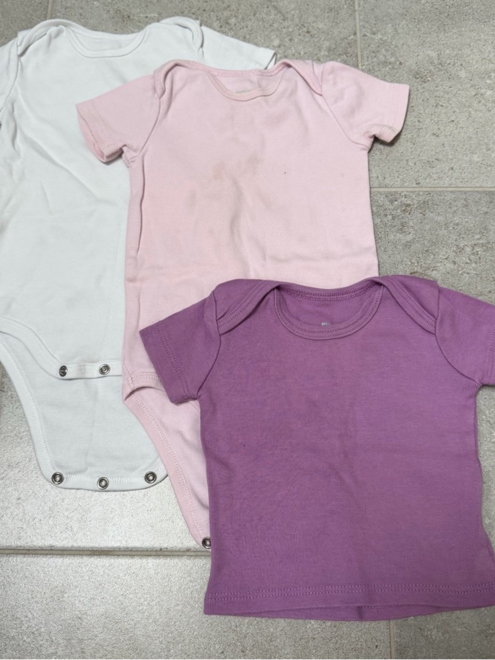 3-piece Baby Bundle tops/body suits from Primary in White, Light Pink, Purple